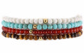 Stylish Men's Set of 4 Natural Stone Bracelets for Great Energy Boost