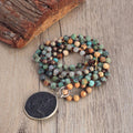 Ancient Style Thai BUDDHA AMULET & African Turquoise/ Picture Jasper Stone SERENITY Necklace