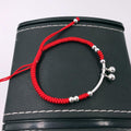 925 Sterling Silver PEACE Bells Lucky Red Rope Bracelet