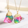 Rainbow Aura Natural Quartz Stone Pendant Necklace