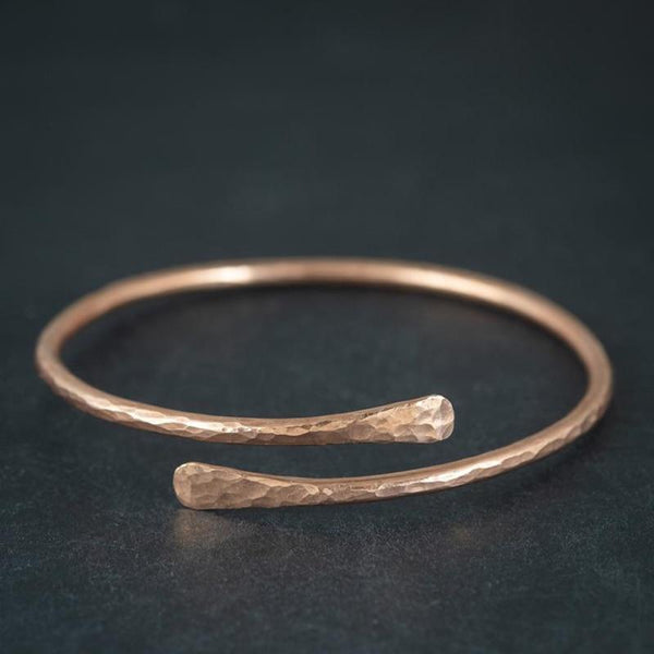 Unisex Tibetan Hand Beaten Polished Copper Bangle