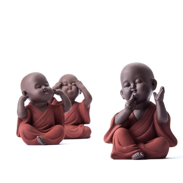 Buddha Tea Pet See/Speak/Hear no Evil Figurines