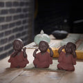 Buddha Tea Pet See/Speak/Hear no Evil Figurines