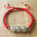 Burmese Jade HEALING Red Rope Bracelet with Silver Accents