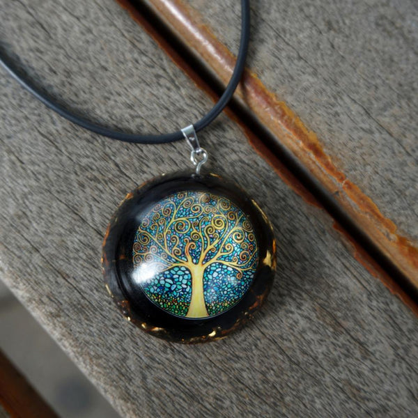 #63-Handmade Black Tourmaline Tree of Life ' NEGATIVITY SHIELD' ORGONITE Pendant