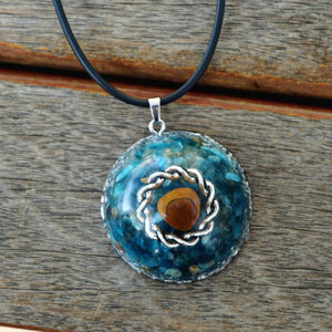 137-Handmade Blue Apatite Stone ' WEIGHT LOSS MOTIVATOR ' ORGONITE Necklace