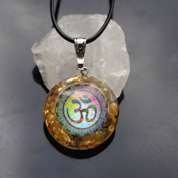 #58-Handmade Moonstone & OM Symbol ' STRENGTH' ORGONITE Pendant