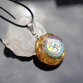 #58-Handmade Moonstone & OM Symbol ' STRENGTH' ORGONITE Pendant