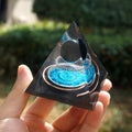 11-Handmade Black Obsidian Crystal Sphere 'SHIELDING' ORGONITE Pyramid