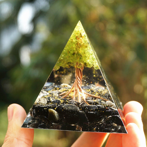 49-Handmade Peridot Tree of Life ORGONITE 'GOOD HEALTH' Pyramid