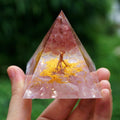 112-Handmade Strawberry & Rose Quartz Tree of Life ORGONITE 'UNIVERSAL LOVE' Pyramid