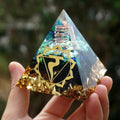 #72-Handmade Clear Quartz & Obsidian Crystal Point 'VITAL ENERGY ' ORGONITE Pyramid