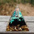 #72-Handmade Clear Quartz & Obsidian Crystal Point 'VITAL ENERGY ' ORGONITE Pyramid