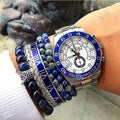 Luxury Steel & Green/Blue IMPERIAL JASPER 3 pc  'STABILITY' Bracelet Set