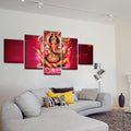 Vibrant Lord Ganesha 5Pc Canvas Painting