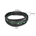 Men's Multi-layer Titanium Steel, Leather & Green Tiger Eye COURAGE Bracelet