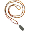 Ancient Style Thai BUDDHA AMULET , Red Jasper & Chalcedony 'SPICY HOT' Necklace