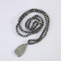 Ancient Style Sakyamuni BUDDHA GUARDIAN Amulet HEMATITE Stone FOCUS Pendant Necklace