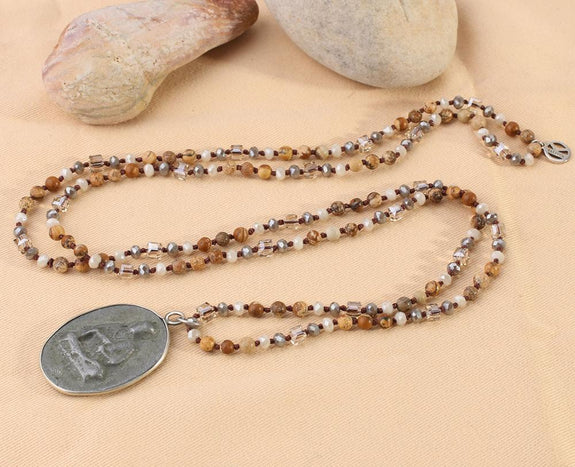 SOLD Black Agate Crystal Semi Precious Stone Mala Bead Prayer Necklace  Buddhist Beads (#110cm51): Hindu Gods & Buddha Statues