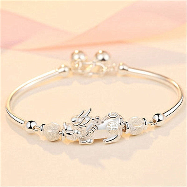 Thai Silver Prosperity Pixiu Wealth Bangle