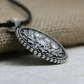 Tibetan Antique Silver Om Lotus Mandala  Necklace