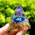 #150 - Handmade Amethyst & Tourmalinated Quartz 'HEALING' LEO Zodiac ORGONITE Pyramid