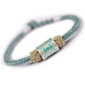PURE SILVER Geometric Design Ethnic Tibetan Rope Bracelet