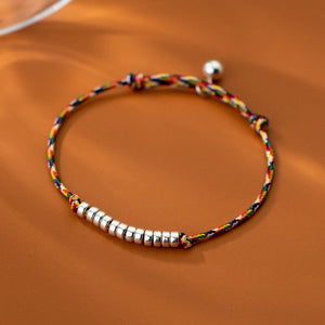Ethnic Tibetan Multi String & 'Silver 12' Good Fortune bracelet