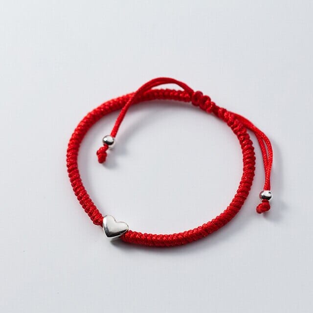 Sterling Silver Simple Red Rope Bracelet