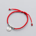 Sterling Silver LOTUS FLOWER 'PATIENCE'  Red Rope Bracelet