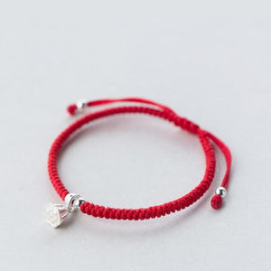 925 Sterling Silver LOTUS FLOWER SEED Red Rope Bracelet
