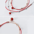 Red Rope & Sterling Silver Elegant 2 Layer Bracelet