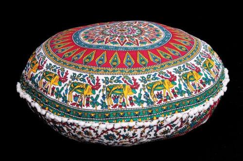 Polyester Cotton Round Indian Mandala Design  Cushion Cover