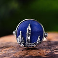 Sterling Silver& Natural Blue Aventurine Stone- Florence Cathedral Ring