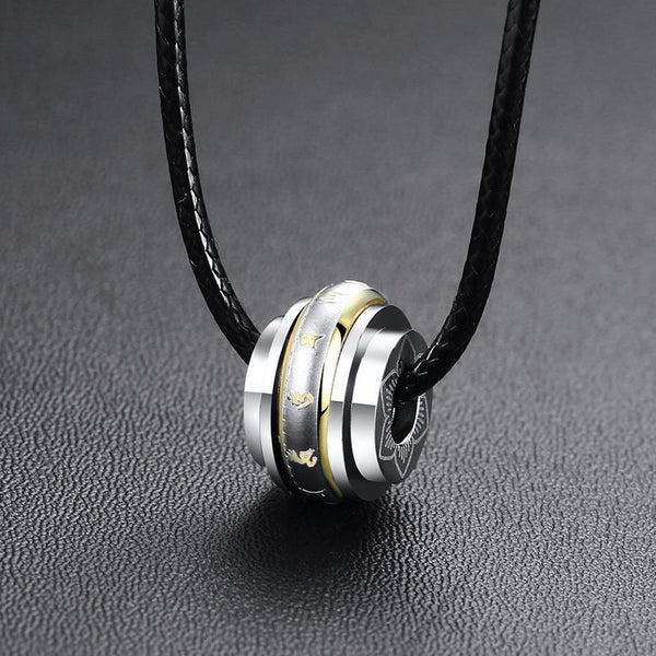 Men's Titanium Steel ROTATING  Tibetan Om Mani Padme Hum Mantra  Necklace