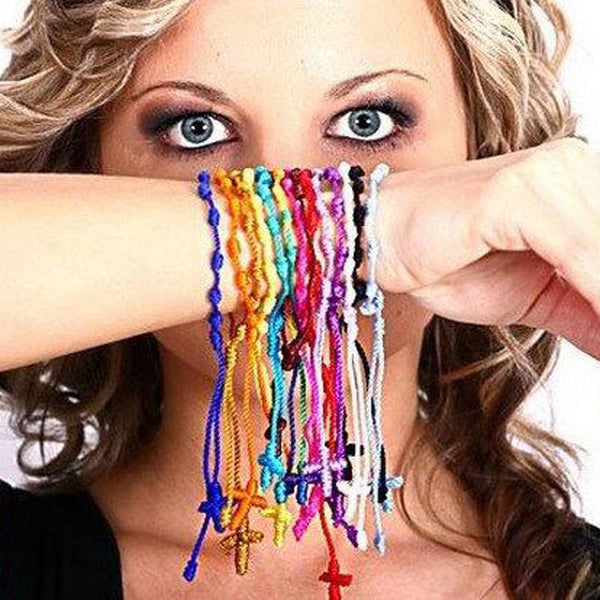 10 Pc Rainbow Set Cotton DECENARIO Rosary Bracelets