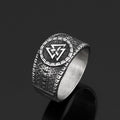 Mens  Stainless Steel Norse Valknut Rune amulet Ring