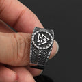 Mens  Stainless Steel Norse Valknut Rune amulet Ring