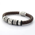 Men's Stainless Steel Genuine Braided Leather Bracelet with Cross Charm