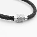 Men's Stainless Steel Genuine Braided Leather Bracelet with Cross Charm