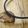Men's  Braided Leather & LAVA Stone DIFFUSER Choker Necklace