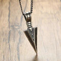 Titanium Steel  Vintage tribal  Spearhead FEARLESSNESS Pendant Necklace