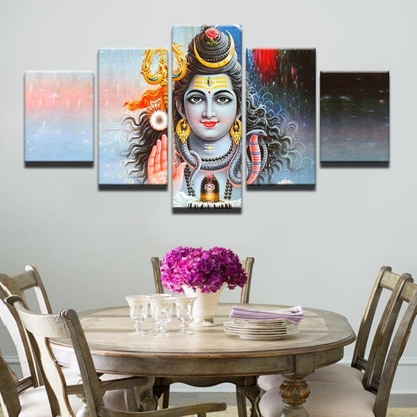 Attractive 5 Pc Canvas Panel Painting-perfect for Lord Shiva Devotees!