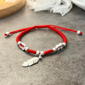 Red Rope & Silver Ancient Coins & 'Strength Feather' Bracelet