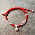 Red Rope & Silver Ancient Coin & Lucky Star Bracelet