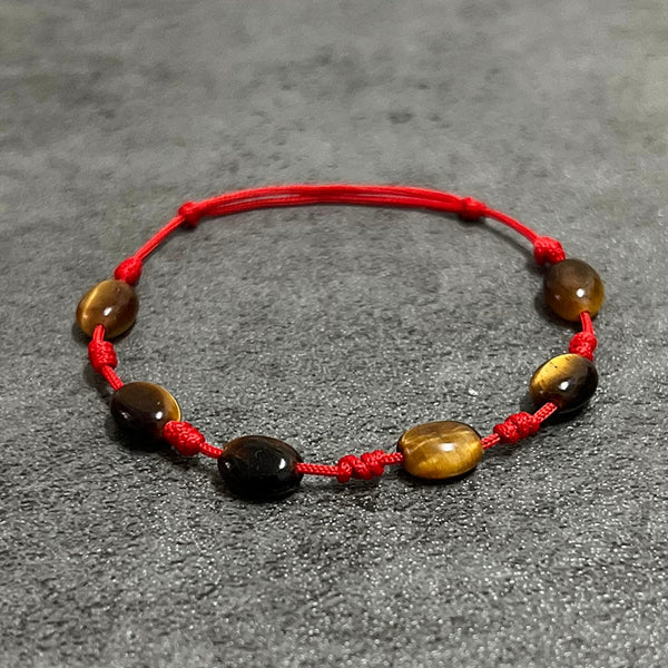 Red Rope & Tiger Eye Stone 'PERSEVERANCE' Bracelet