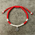 Red Rope & Silver Lucky Lu Symbol Bracelet