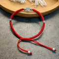 Red Rope & Silver Lucky 'Fu' Symbol Bracelet