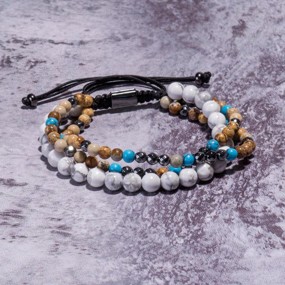 3Pcs/set Natural Stone Bracelet Set 6mm Beads Bracelets For