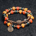Hand made Murano Glass Chakra Beads, Hand Beaten Copper & Tibetan Dzi Bead  Bracelet
